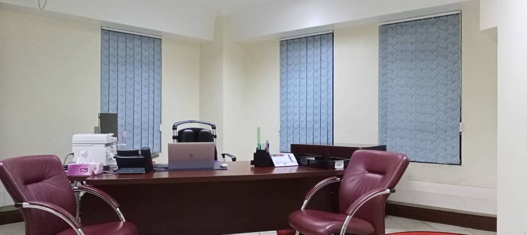 Vertical blinds fitted on an office window